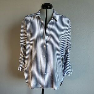 Blue and White Striped Women’s Shirt